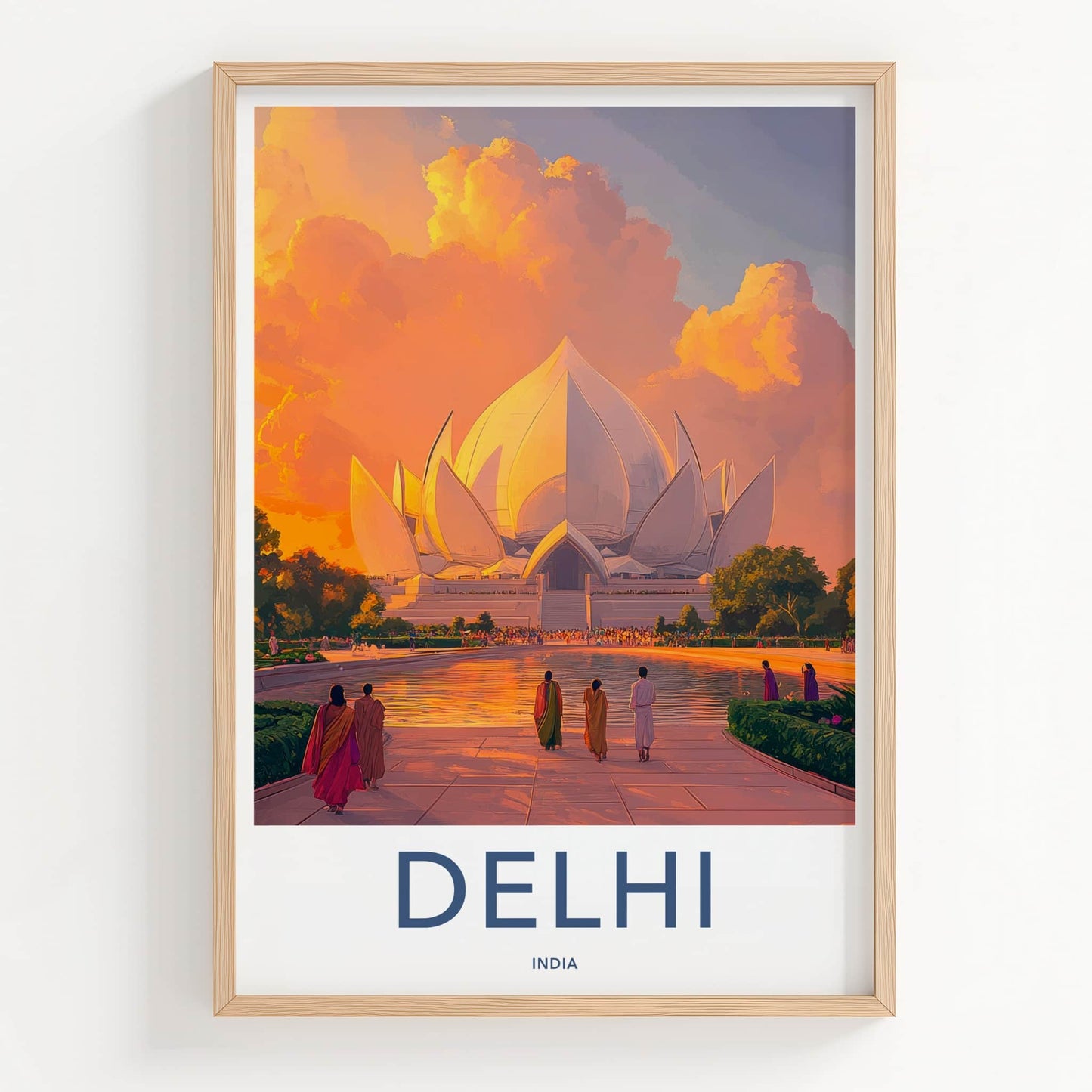 Delhi Poster - India Travel Print - Delhi Lotus Temple Framed Decor
