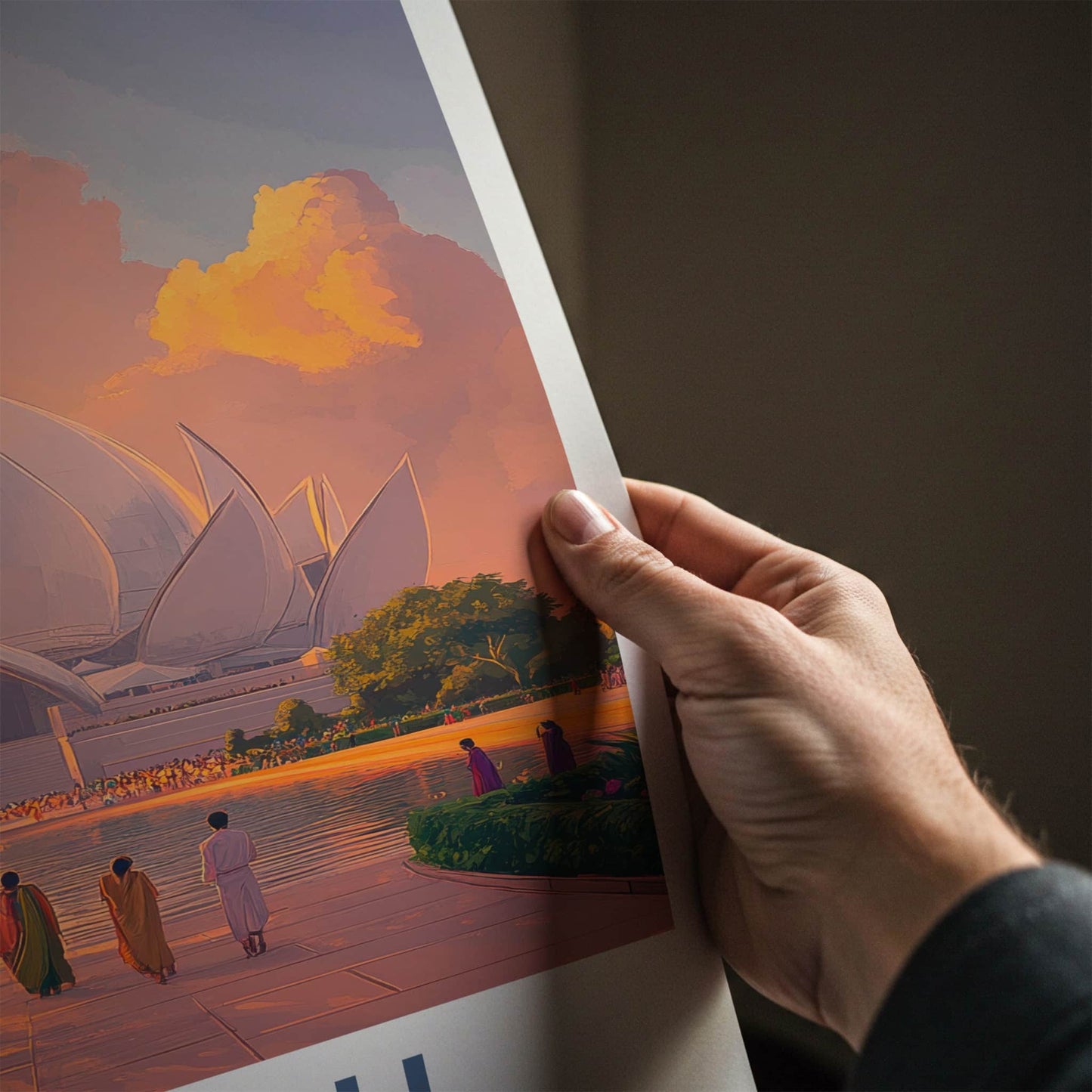 Delhi Poster - India Travel Print - Delhi Lotus Temple Framed Decor