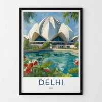 Delhi Poster - India Travel Print - Delhi White Petal Structure Framed Decor