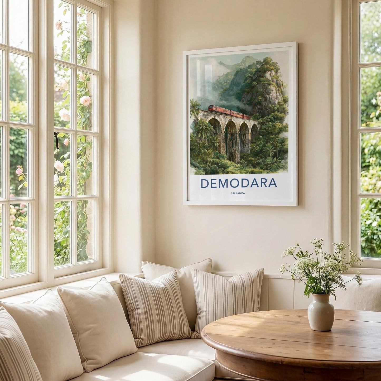 Demodara Poster - Sri Lanka Scenic Art - Misty Jungle Train Home Decor