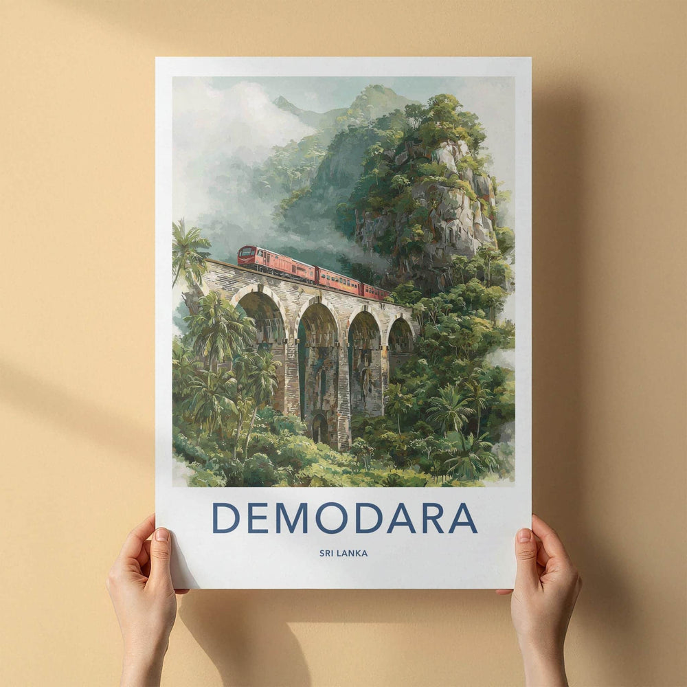 Demodara Poster - Sri Lanka Scenic Art - Misty Jungle Train Home Decor