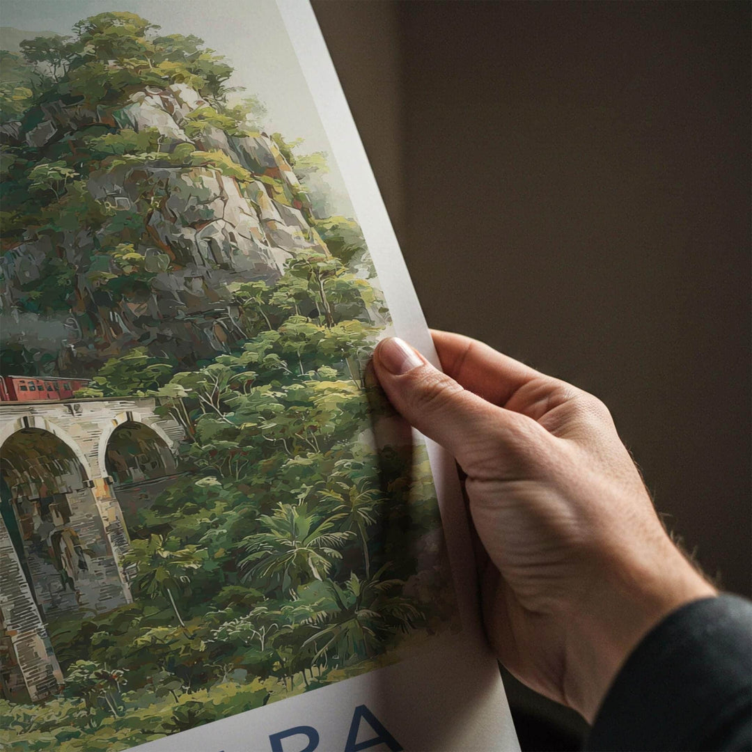 Demodara Poster - Sri Lanka Scenic Art - Misty Jungle Train Home Decor