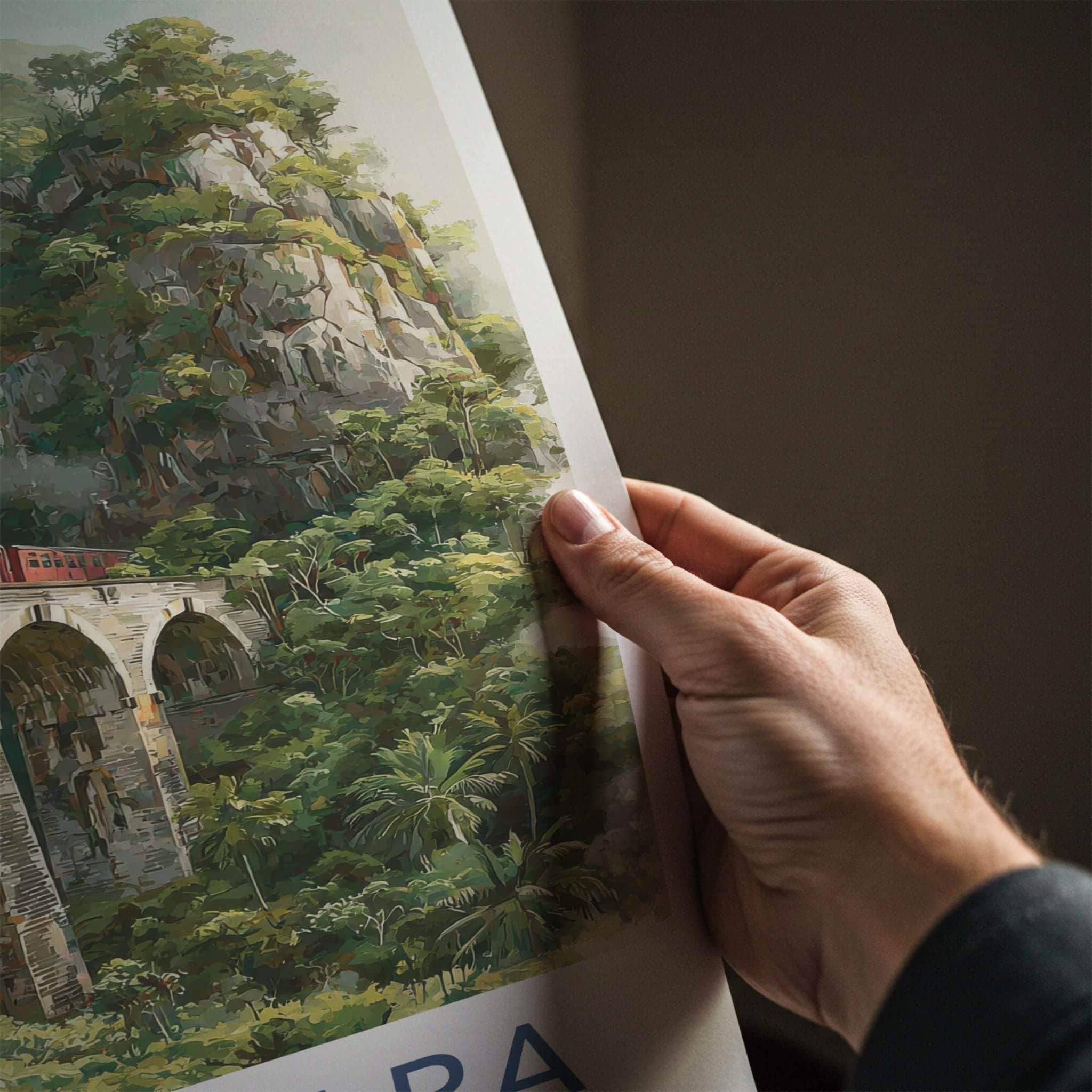 Demodara Poster - Sri Lanka Scenic Art - Misty Jungle Train Home Decor