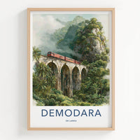 Demodara Poster - Sri Lanka Scenic Art - Misty Jungle Train Home Decor