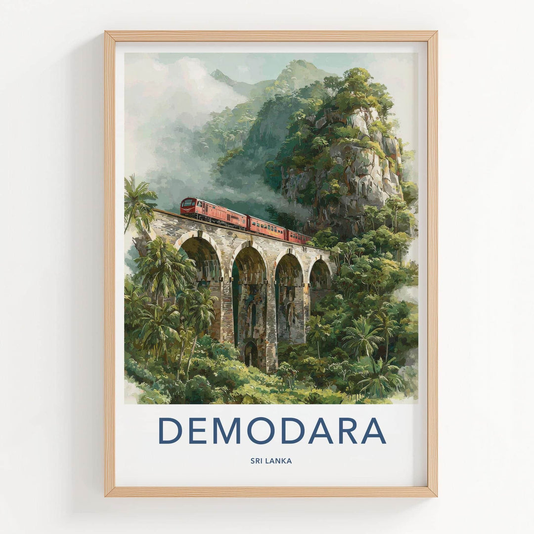 Demodara Poster - Sri Lanka Scenic Art - Misty Jungle Train Home Decor