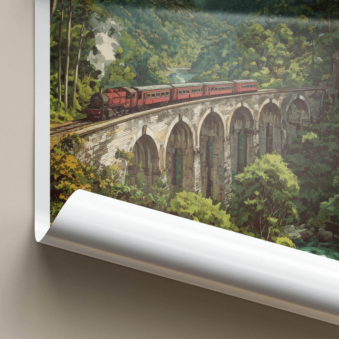 Demodara Poster - Sri Lanka Travel Art - Historic Arch Bridge Wall Decor