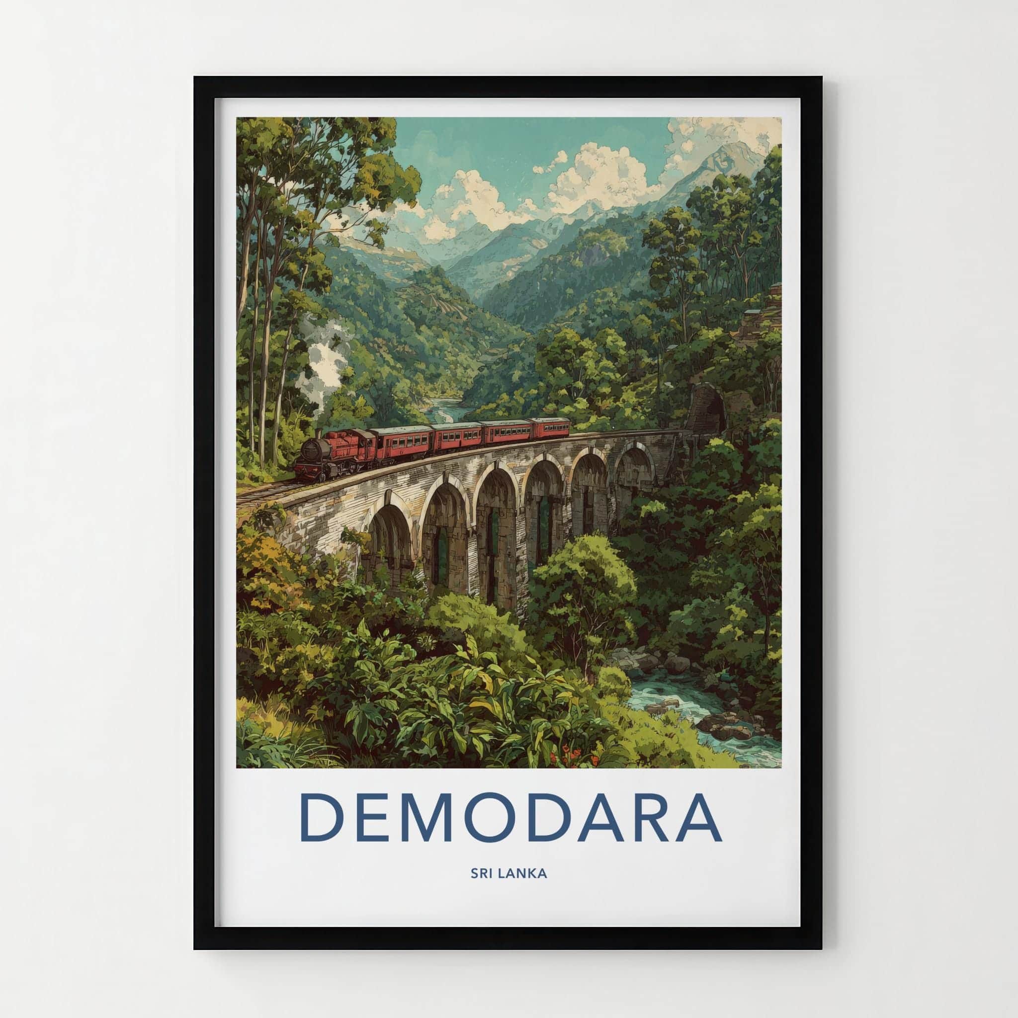 Demodara Poster - Sri Lanka Travel Art - Historic Arch Bridge Wall Decor