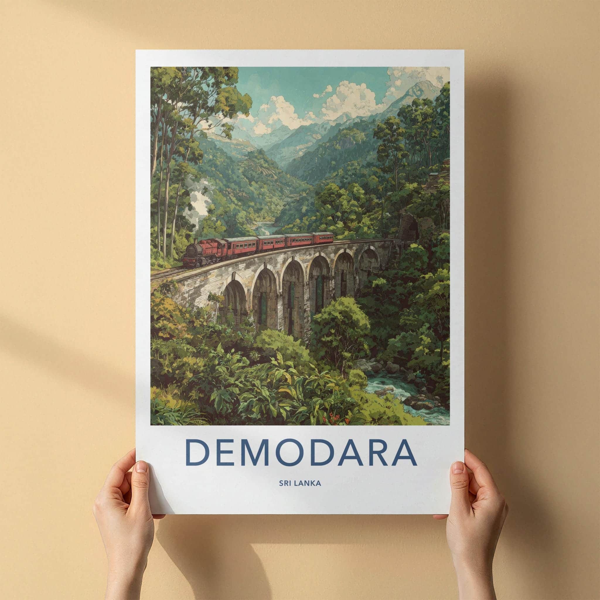 Demodara Poster - Sri Lanka Travel Art - Historic Arch Bridge Wall Decor