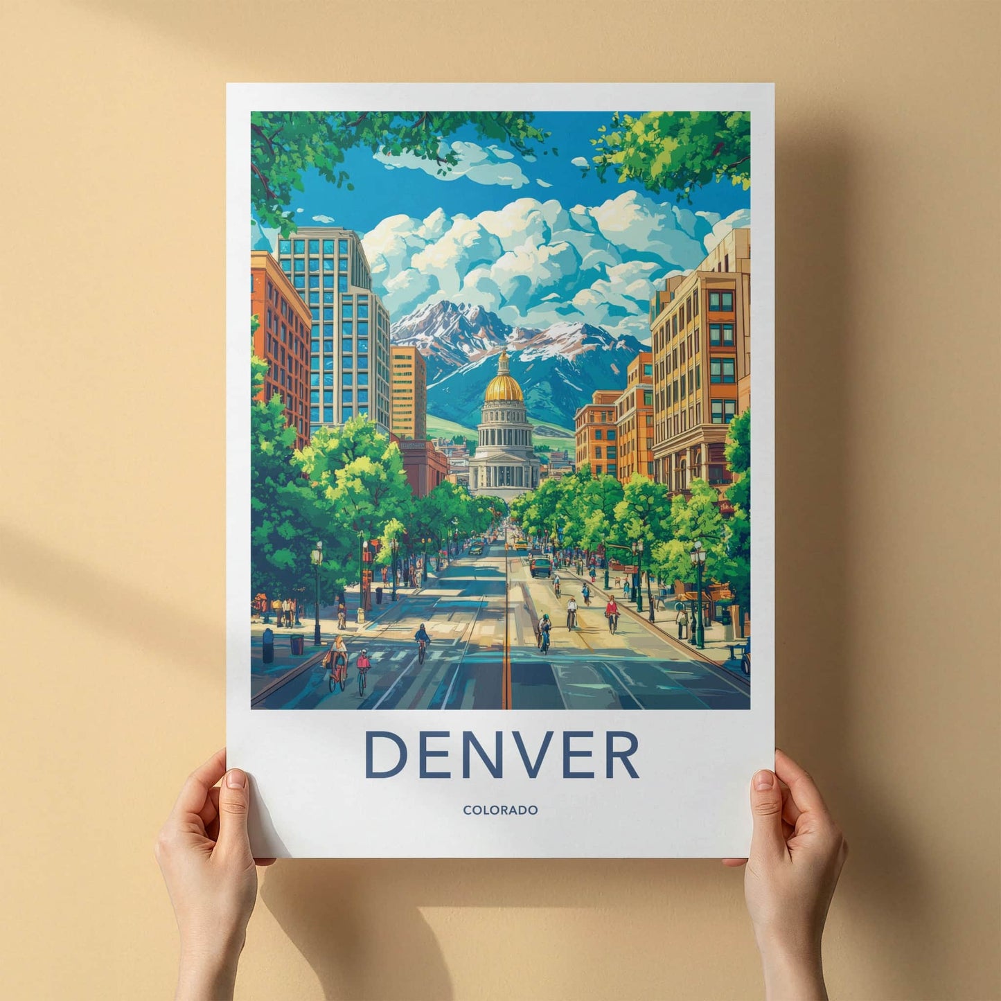 Denver Poster - Colorado Travel Art - City Capitol Mountains Home Decor
