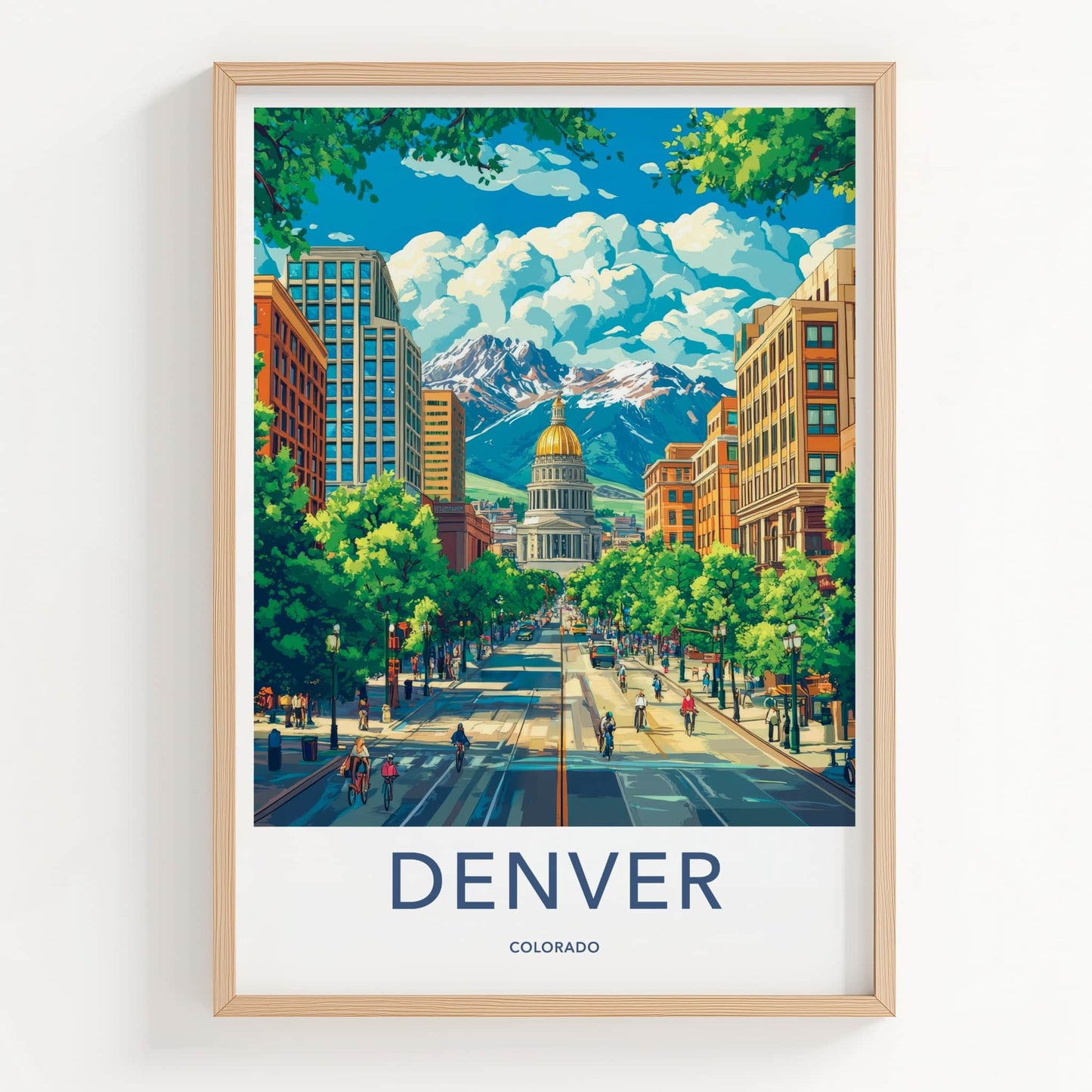 Denver Poster - Colorado Travel Art - City Capitol Mountains Home Decor