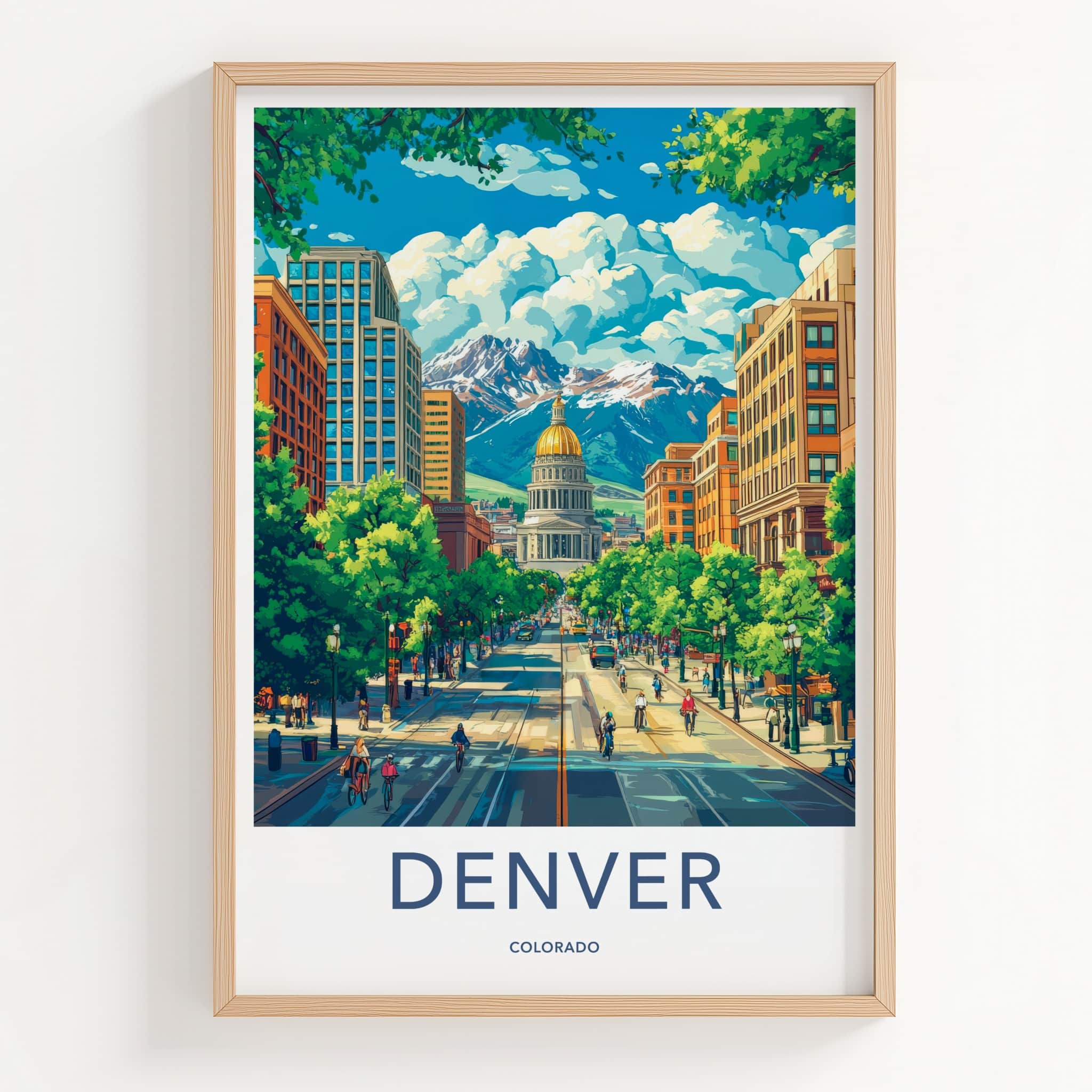 Denver Poster - Colorado Travel Art - City Capitol Mountains Home Decor