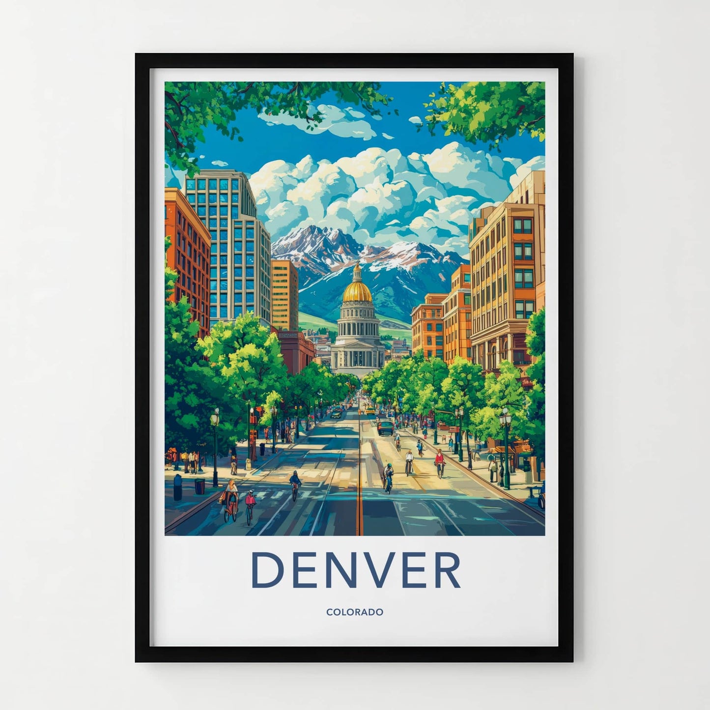 Denver Poster - Colorado Travel Art - City Capitol Mountains Home Decor