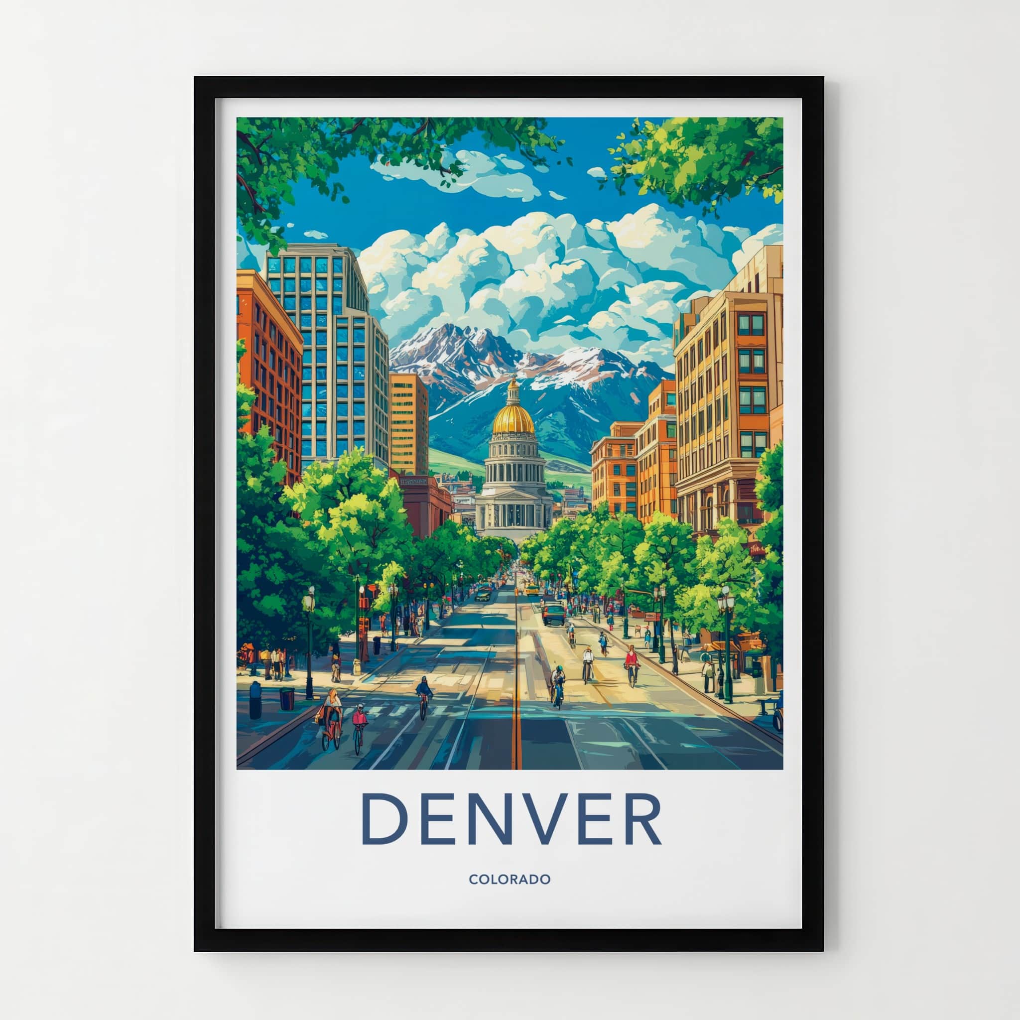 Denver Poster - Colorado Travel Art - City Capitol Mountains Home Decor