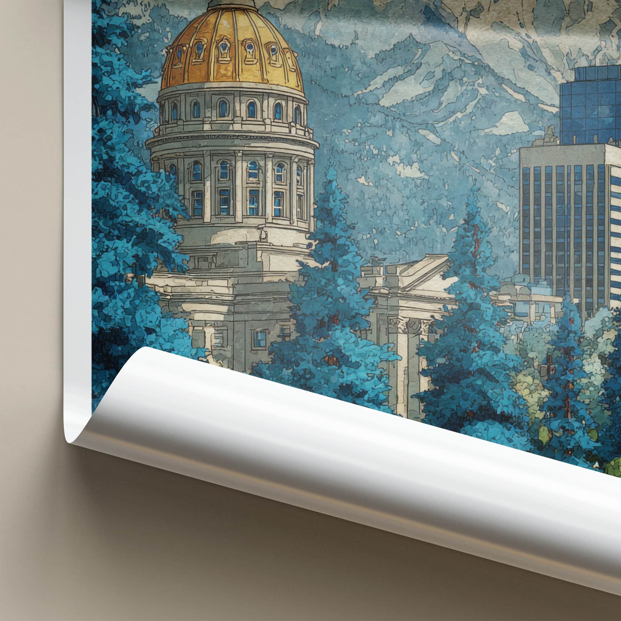 Denver Poster - Colorado Travel Art - Golden Capitol Dome Home Decor