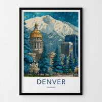 Denver Poster - Colorado Travel Art - Golden Capitol Dome Home Decor