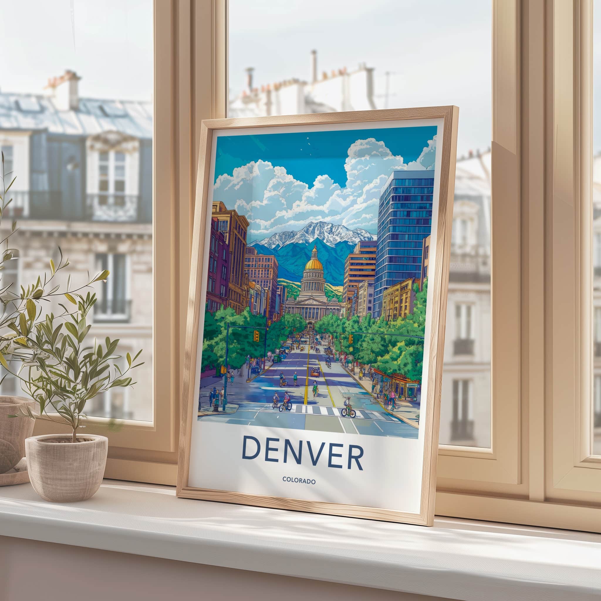 Denver Poster - Colorado Wall Art - Capitol Mountain City Home Decor