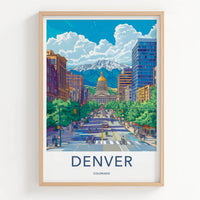 Denver Poster - Colorado Wall Art - Capitol Mountain City Home Decor