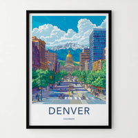 Denver Poster - Colorado Wall Art - Capitol Mountain City Home Decor