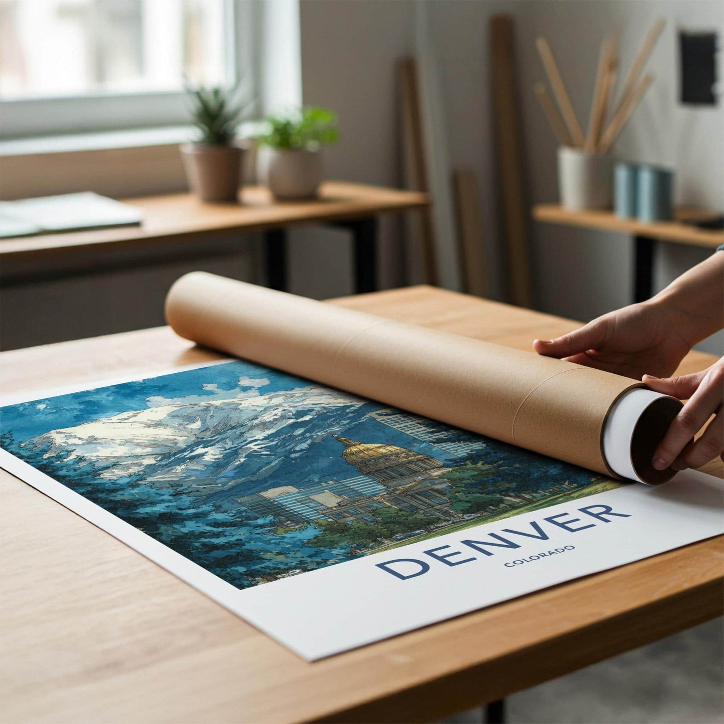 Denver Poster - Colorado Wall Art - Golden Dome Mountains Home Decor