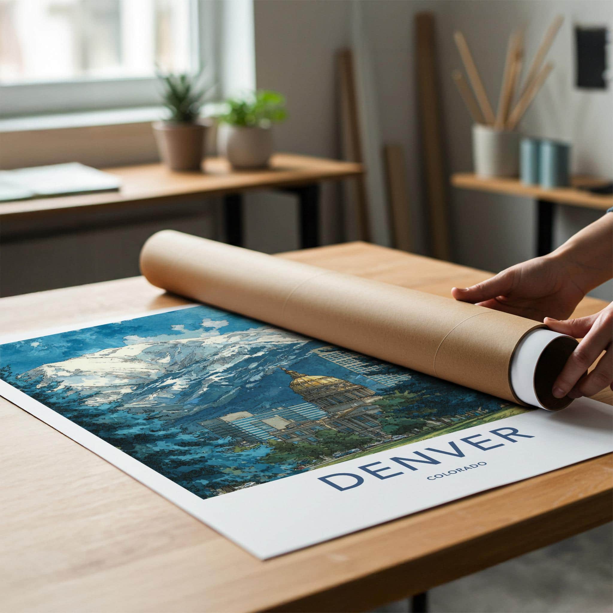 Denver Poster - Colorado Wall Art - Golden Dome Mountains Home Decor
