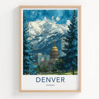 Denver Poster - Colorado Wall Art - Golden Dome Mountains Home Decor