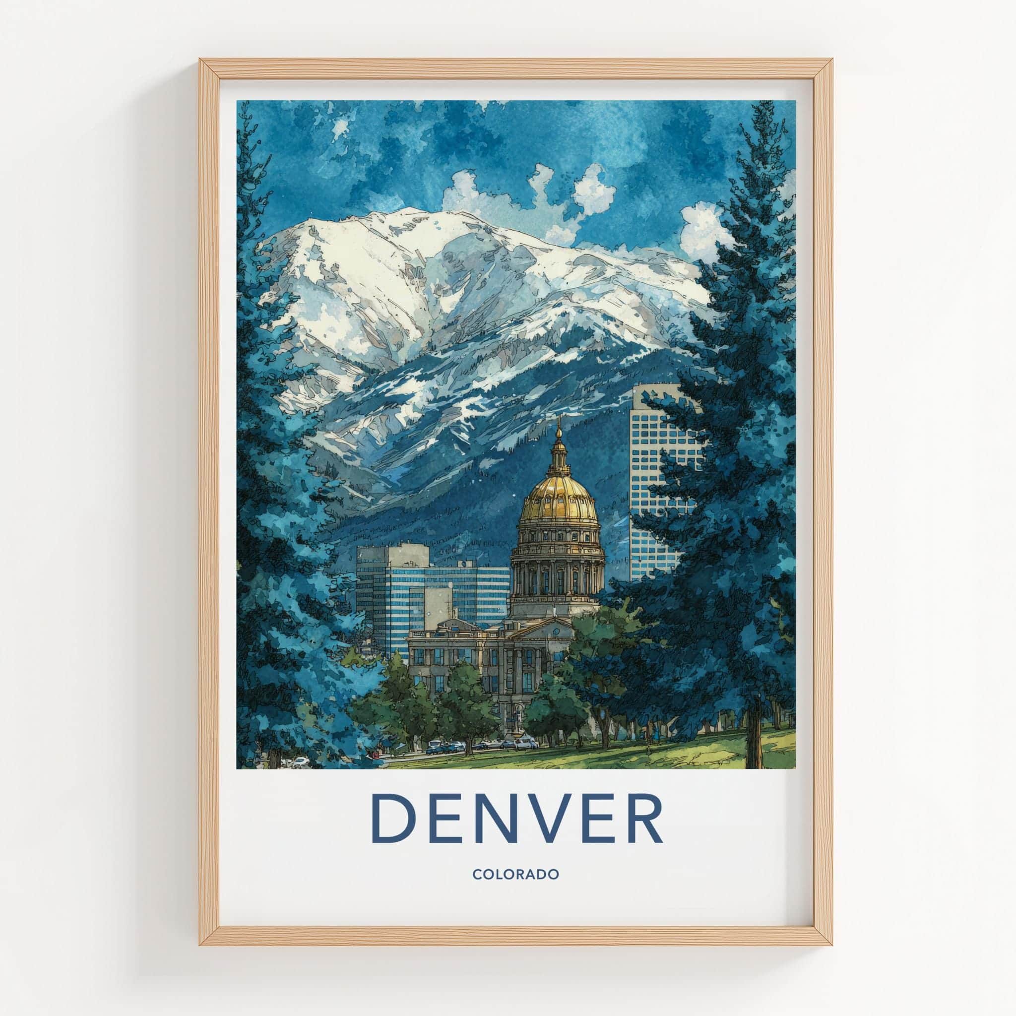 Denver Poster - Colorado Wall Art - Golden Dome Mountains Home Decor