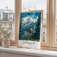 Denver Poster - Colorado Wall Art - Golden Dome Mountains Home Decor
