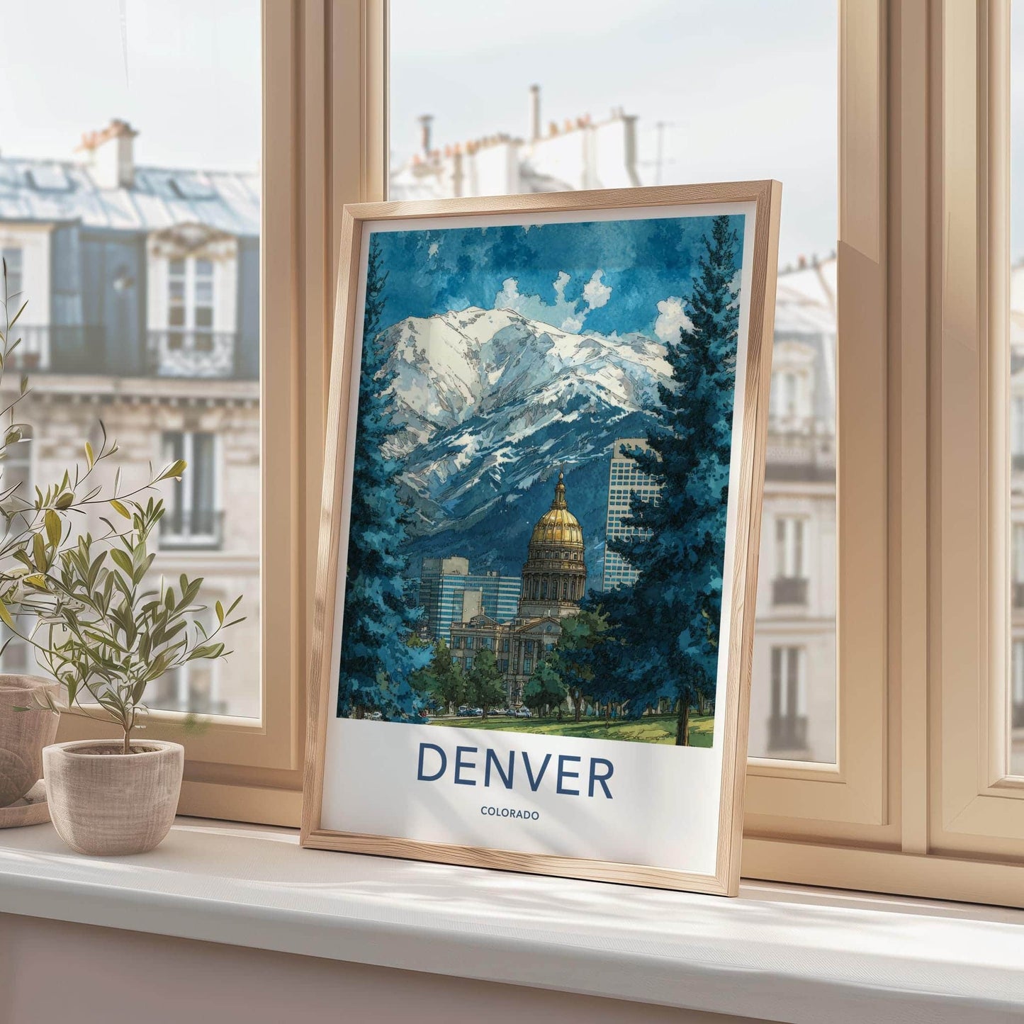 Denver Poster - Colorado Wall Art - Golden Dome Mountains Home Decor