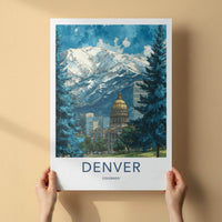Denver Poster - Colorado Wall Art - Golden Dome Mountains Home Decor