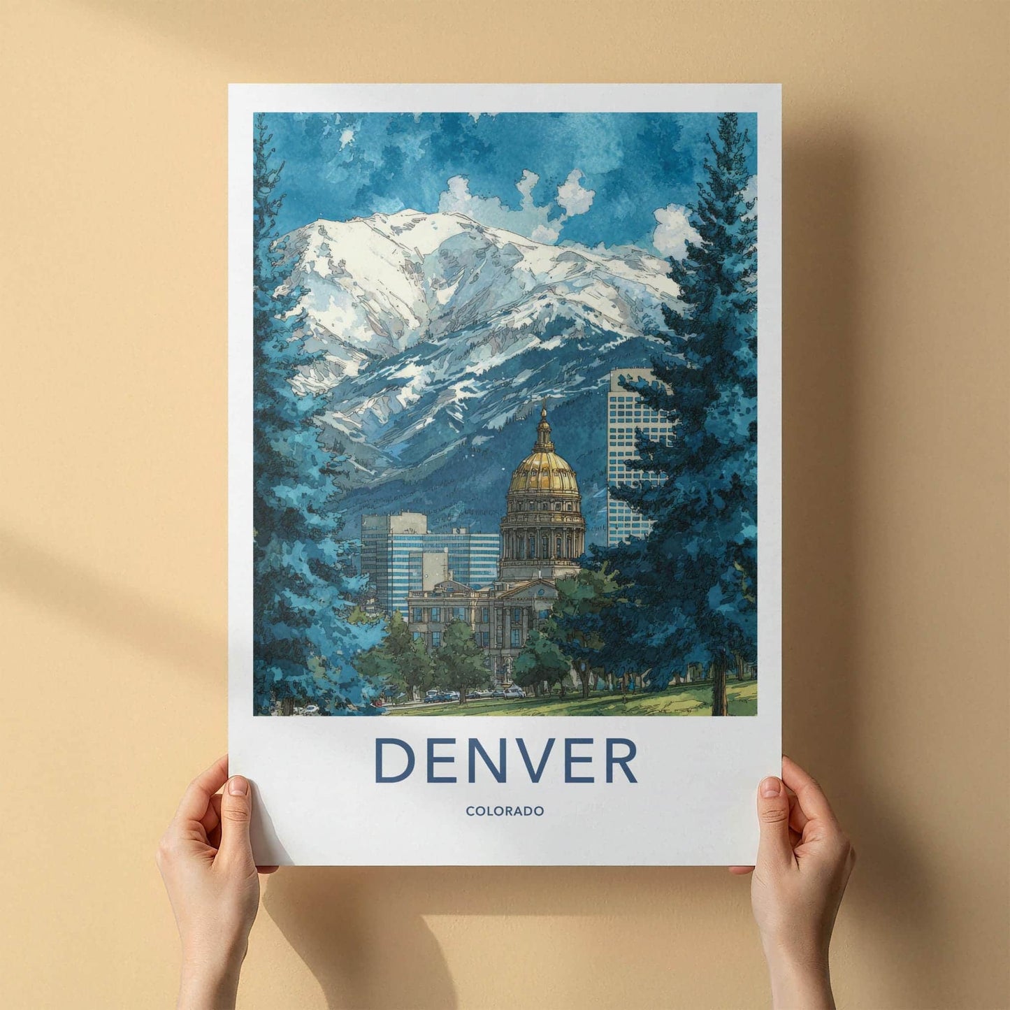 Denver Poster - Colorado Wall Art - Golden Dome Mountains Home Decor