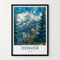 Denver Poster - Colorado Wall Art - Golden Dome Mountains Home Decor