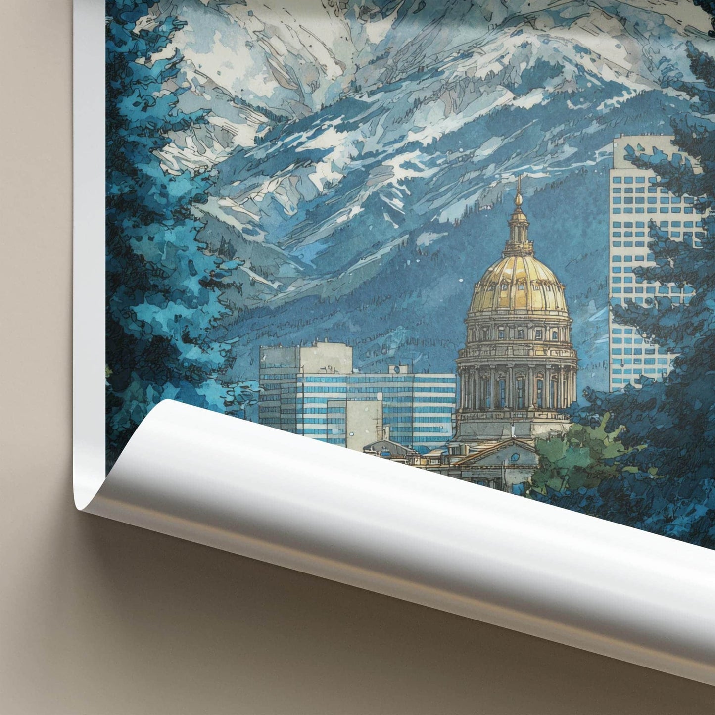Denver Poster - Colorado Wall Art - Golden Dome Mountains Home Decor