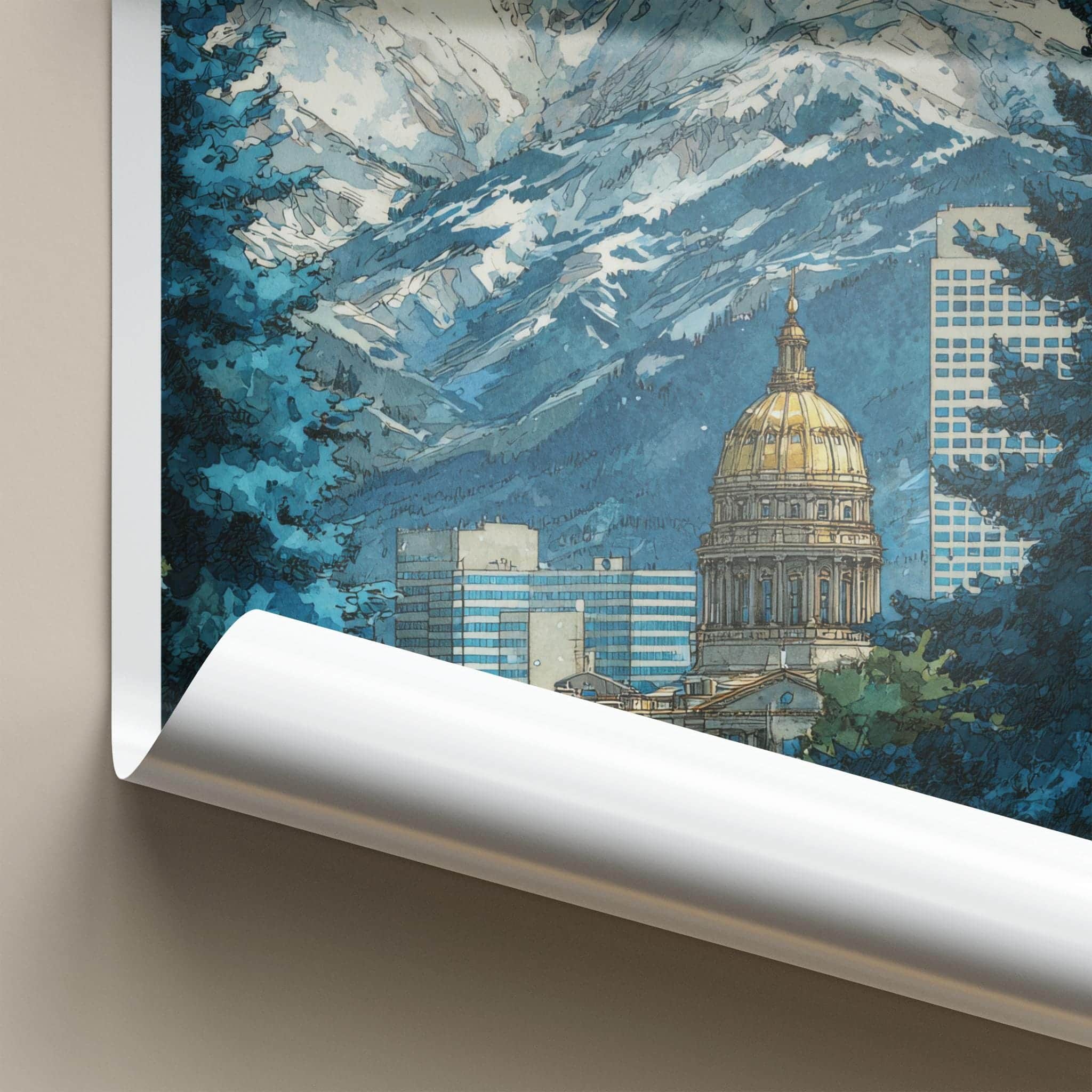 Denver Poster - Colorado Wall Art - Golden Dome Mountains Home Decor