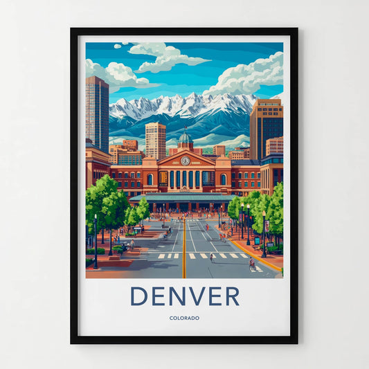 Denver Poster - Colorado Wall Art - Union Station Mountains Home Decor