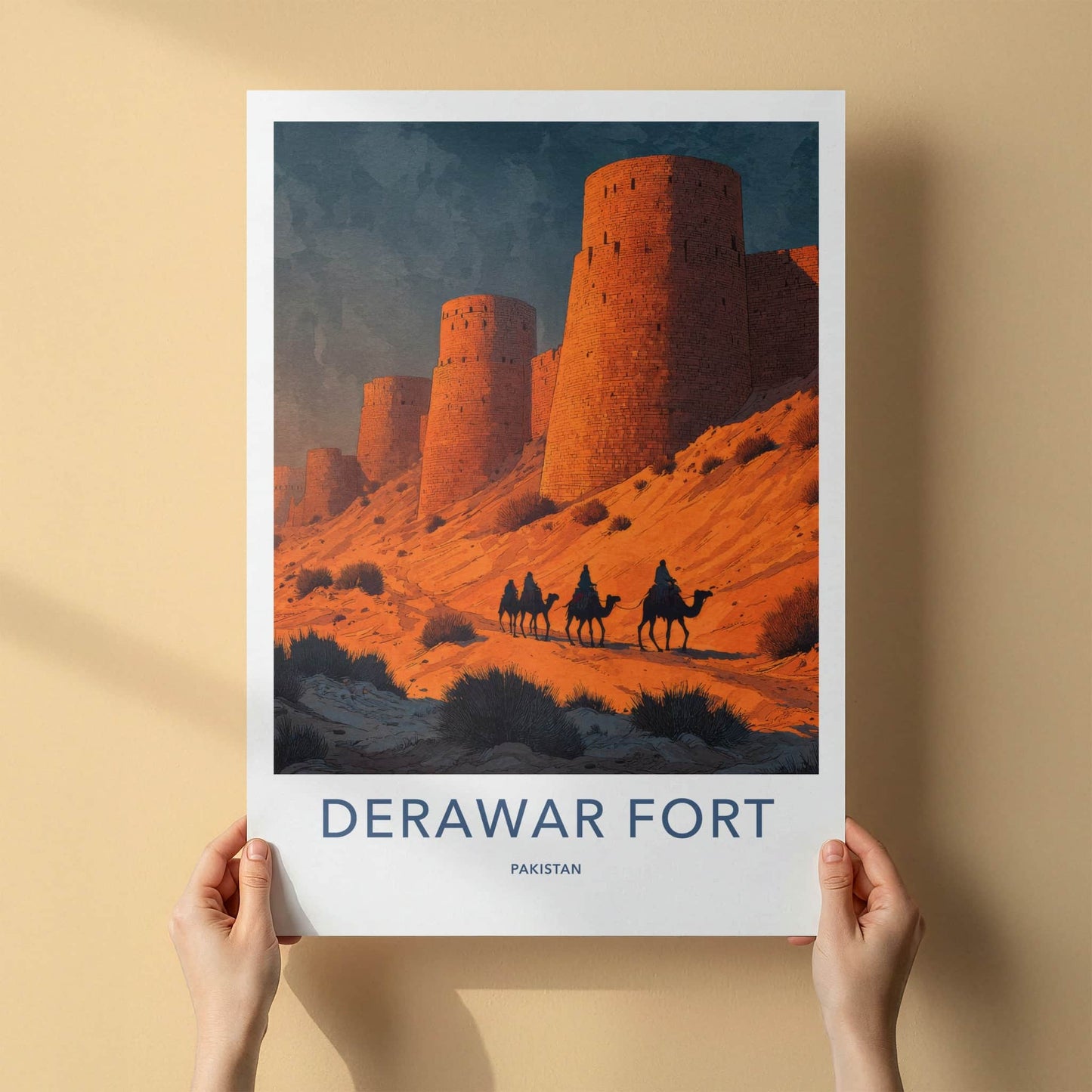 Derawar Fort Poster - Pakistan Desert Camel Riders Home Decor