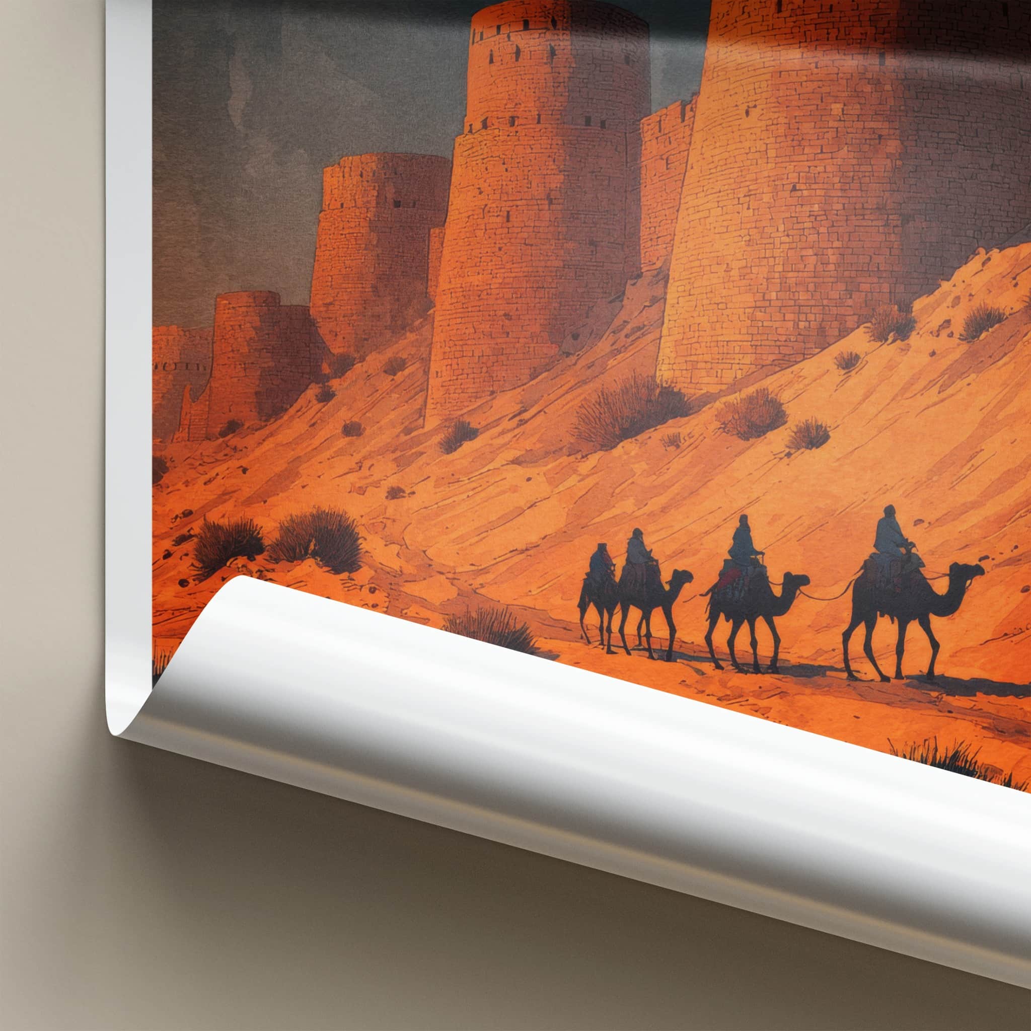 Derawar Fort Poster - Pakistan Desert Camel Riders Home Decor