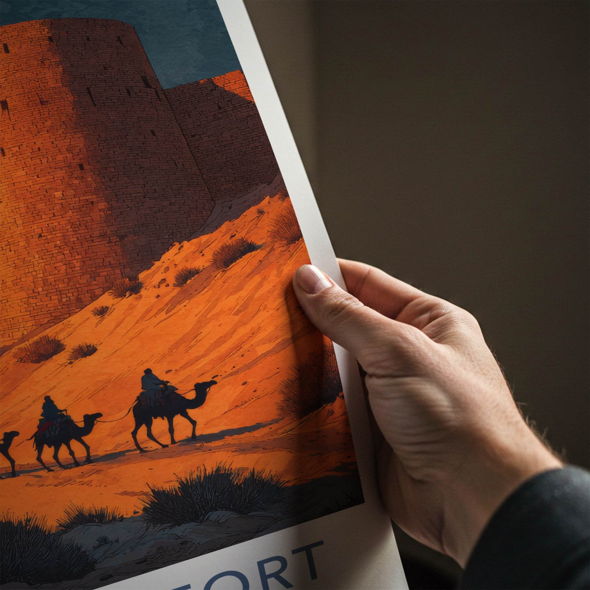 Derawar Fort Poster - Pakistan Desert Camel Riders Home Decor