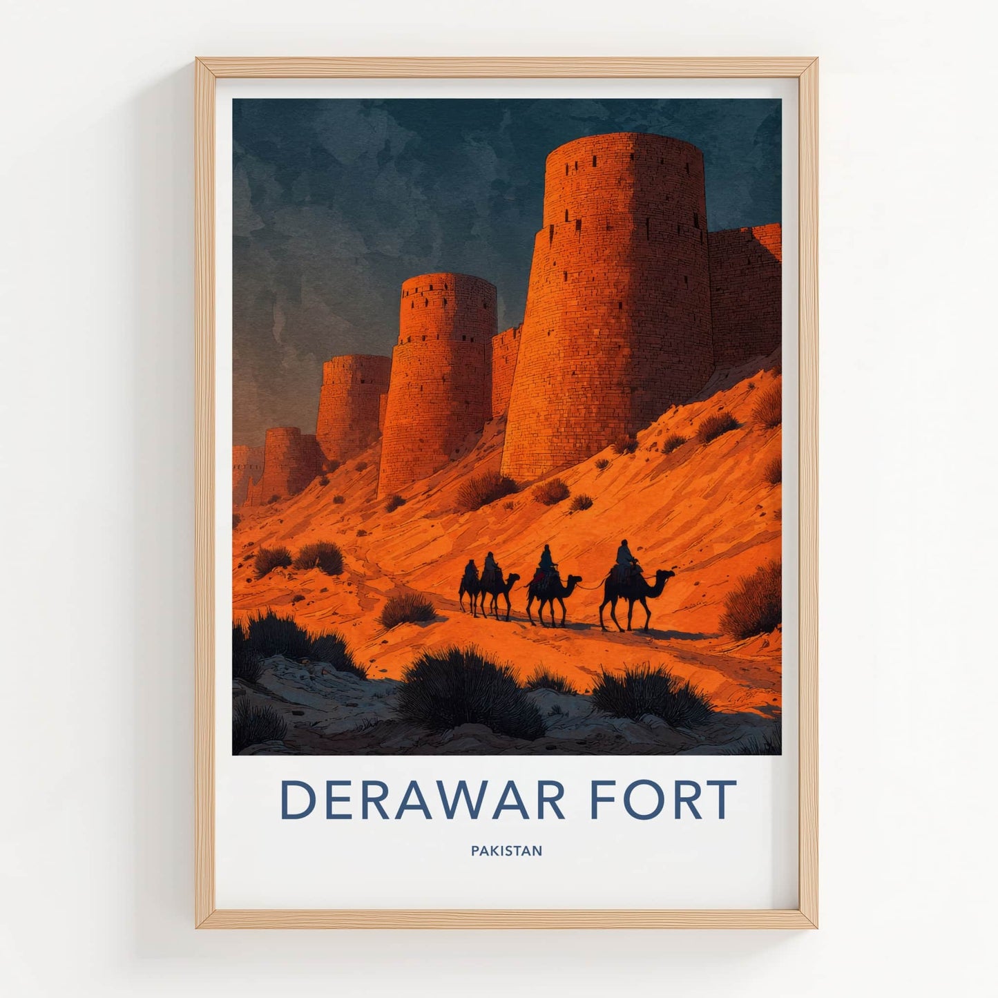 Derawar Fort Poster - Pakistan Desert Camel Riders Home Decor