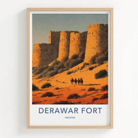 Derawar Fort Poster - Pakistan Travel Art - Desert Fortress Ride Home Decor