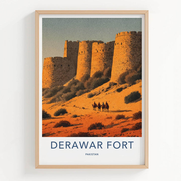 Derawar Fort Poster - Pakistan Travel Art - Desert Fortress Ride Home Decor