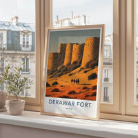 Derawar Fort Poster - Pakistan Travel Art - Desert Fortress Ride Home Decor