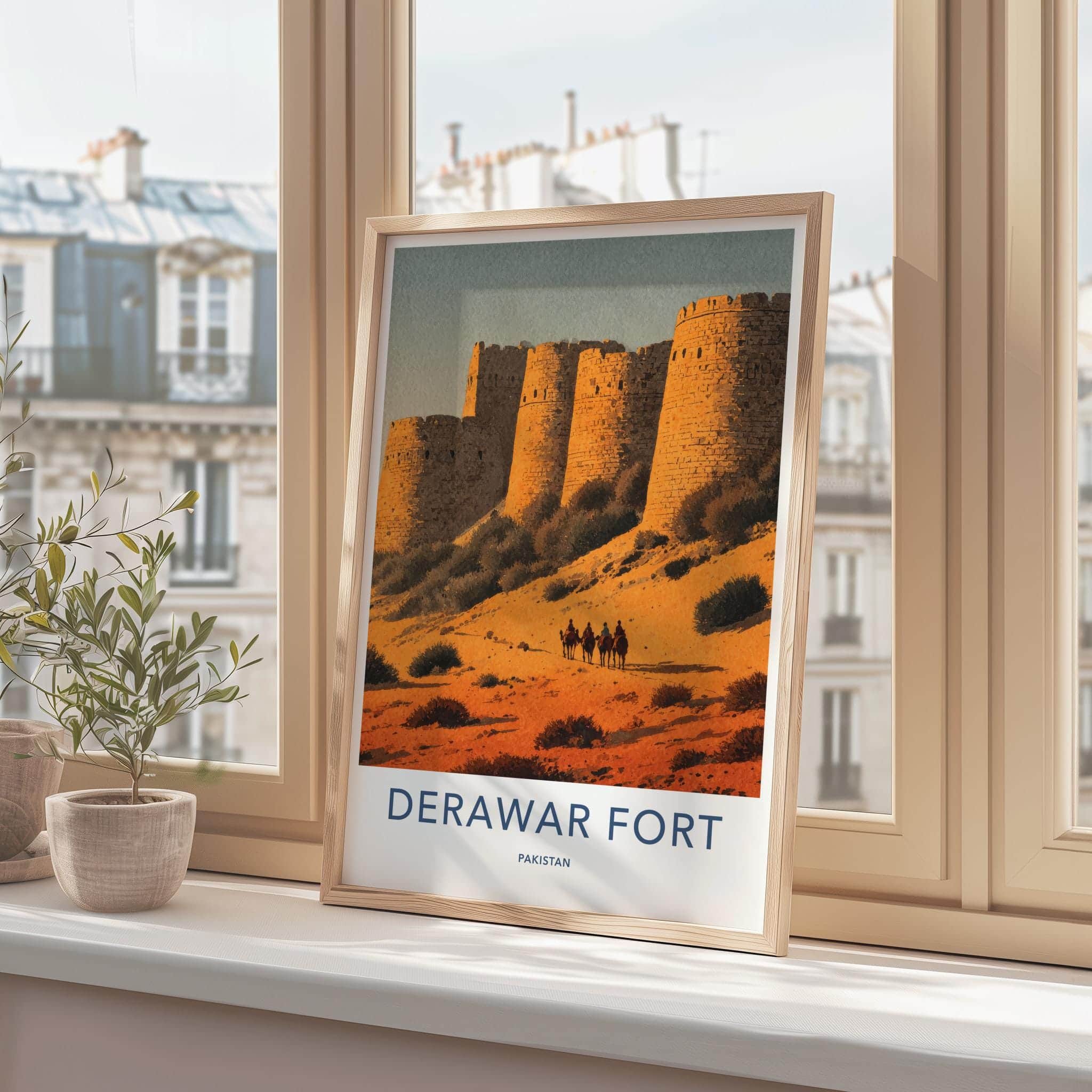 Derawar Fort Poster - Pakistan Travel Art - Desert Fortress Ride Home Decor