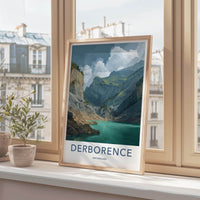 Derborence Poster - Switzerland Scenic Art - Turquoise Lake Cliffs Home Decor