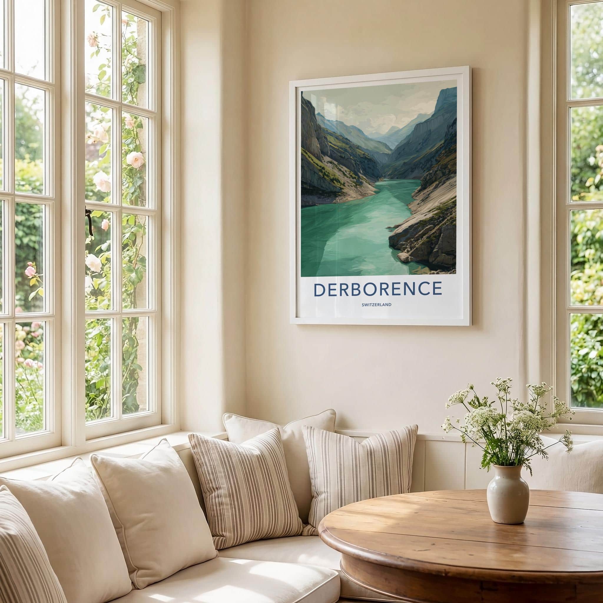 Derborence Poster - Switzerland Travel Art - Turquoise Alpine Gorge Wall Decor