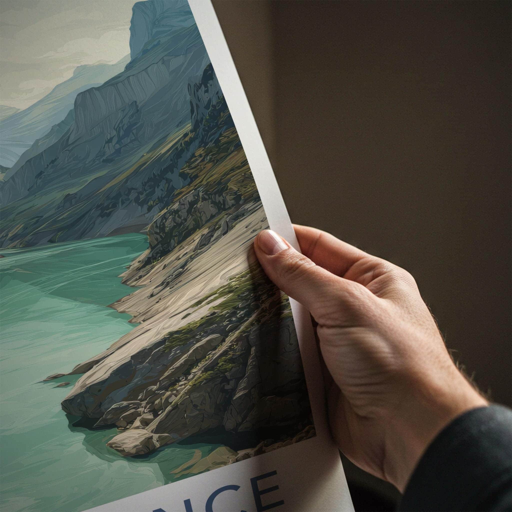 Derborence Poster - Switzerland Travel Art - Turquoise Alpine Gorge Wall Decor