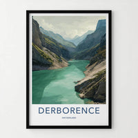 Derborence Poster - Switzerland Travel Art - Turquoise Alpine Gorge Wall Decor