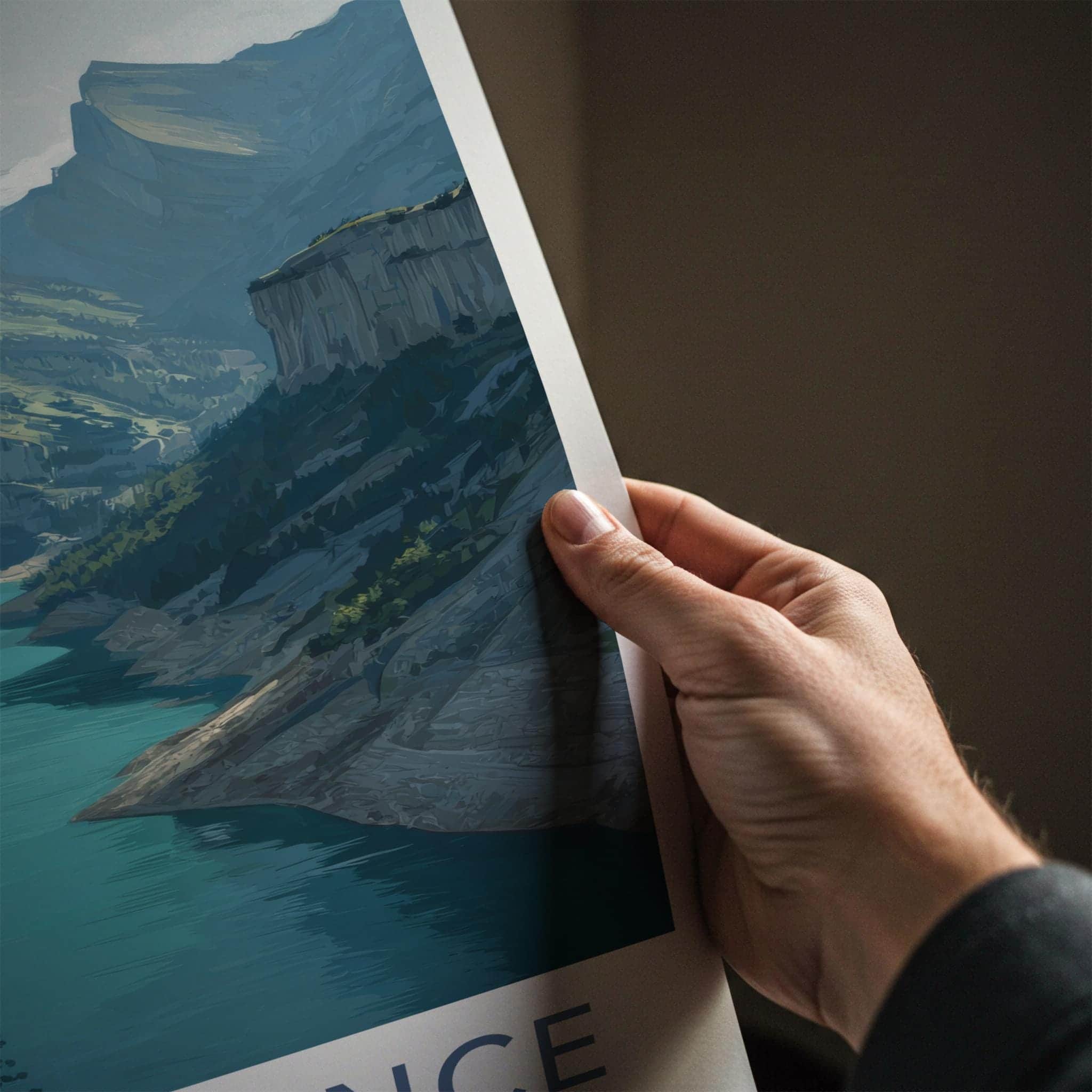 Derborence Poster - Switzerland Travel Art - Turquoise lake valley Wall Decor