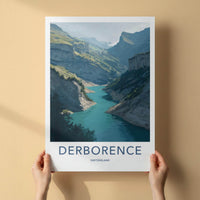 Derborence Poster - Switzerland Travel Art - Turquoise lake valley Wall Decor
