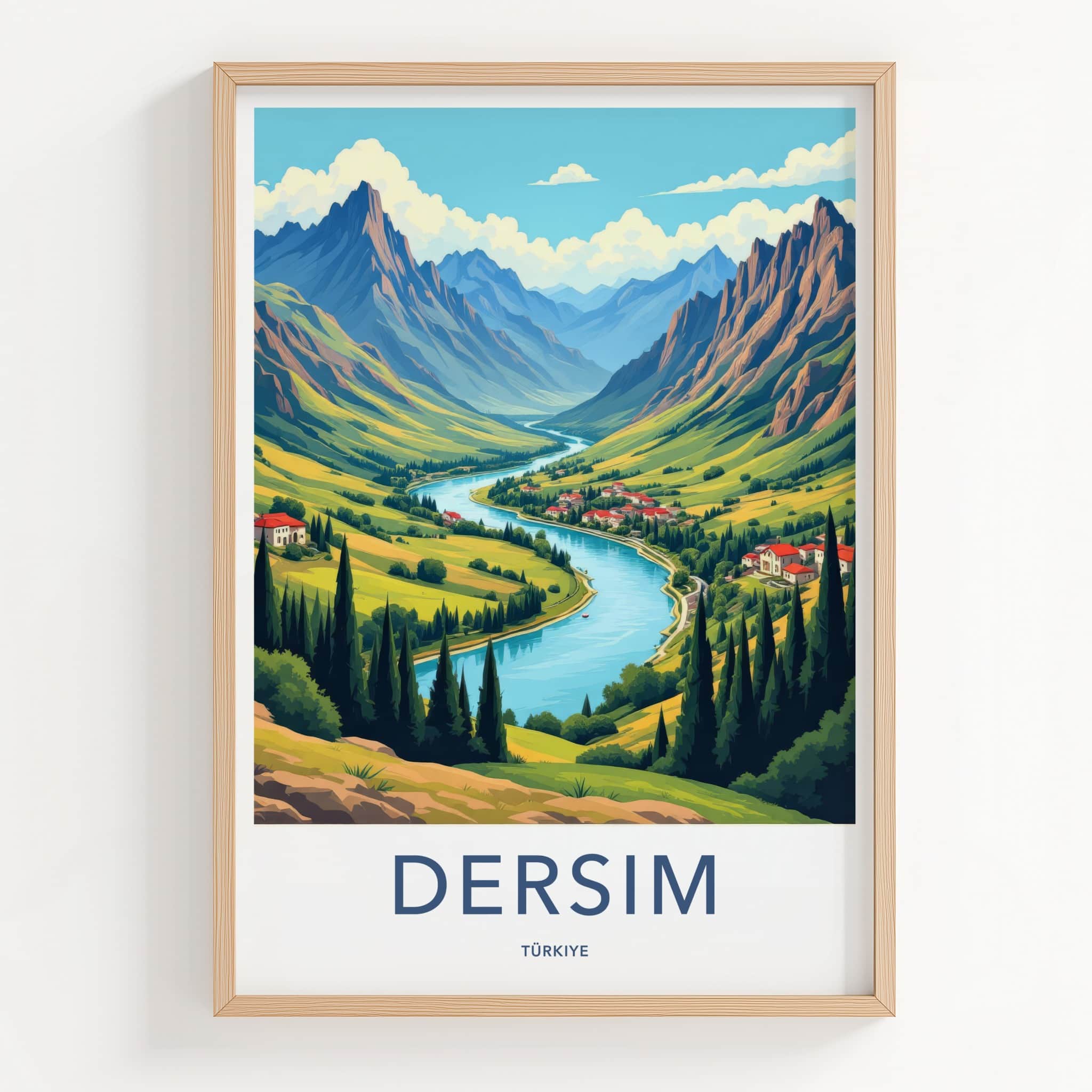 Dersim Poster - Turkiye Framed Print - Mountain River Village Lounge Decor