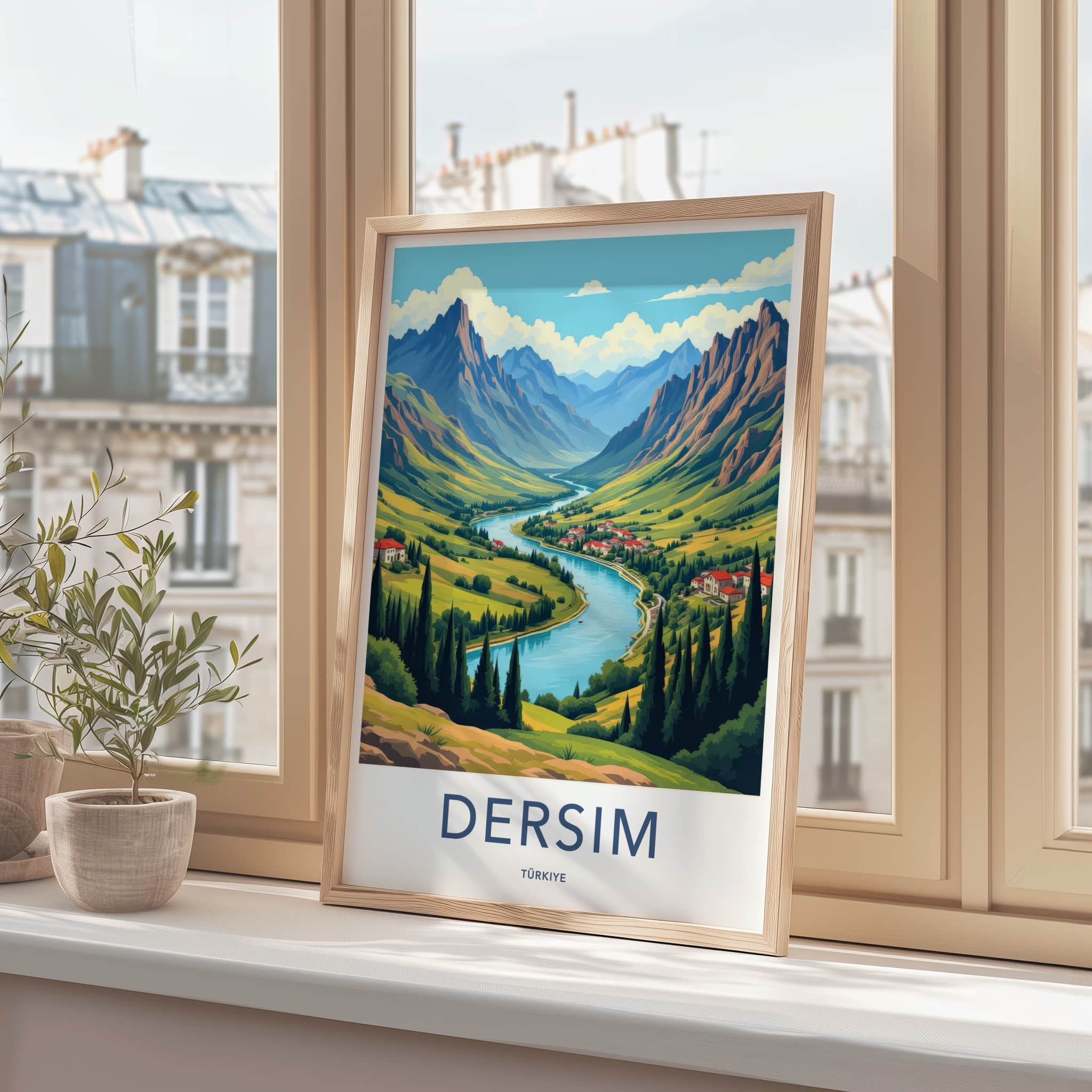 Dersim Poster - Turkiye Framed Print - Mountain River Village Lounge Decor